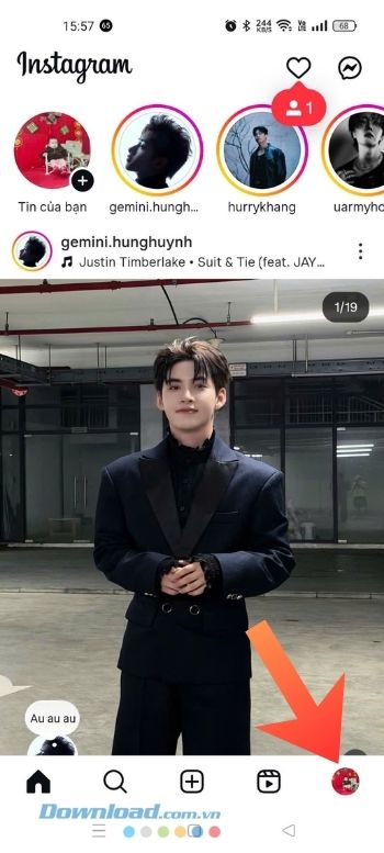 Nhấn vào biểu tượng tài khoản