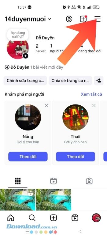 Ấn vào biểu tượng ba dấu gạch ngang