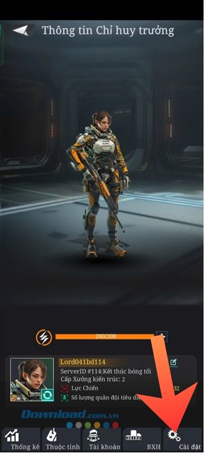 Nhấn vào mục Cài đặt