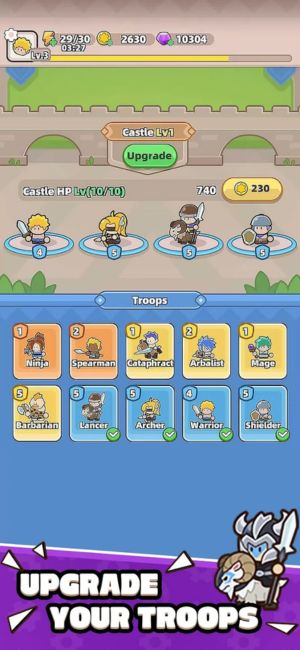 Mở khóa hơn 10 loại quân lính