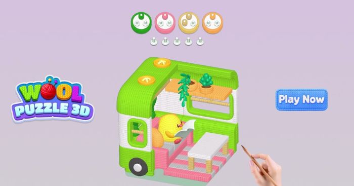 Wool Puzzle 3DGame giải đố tháo gỡ và sắp xếp các sợi len