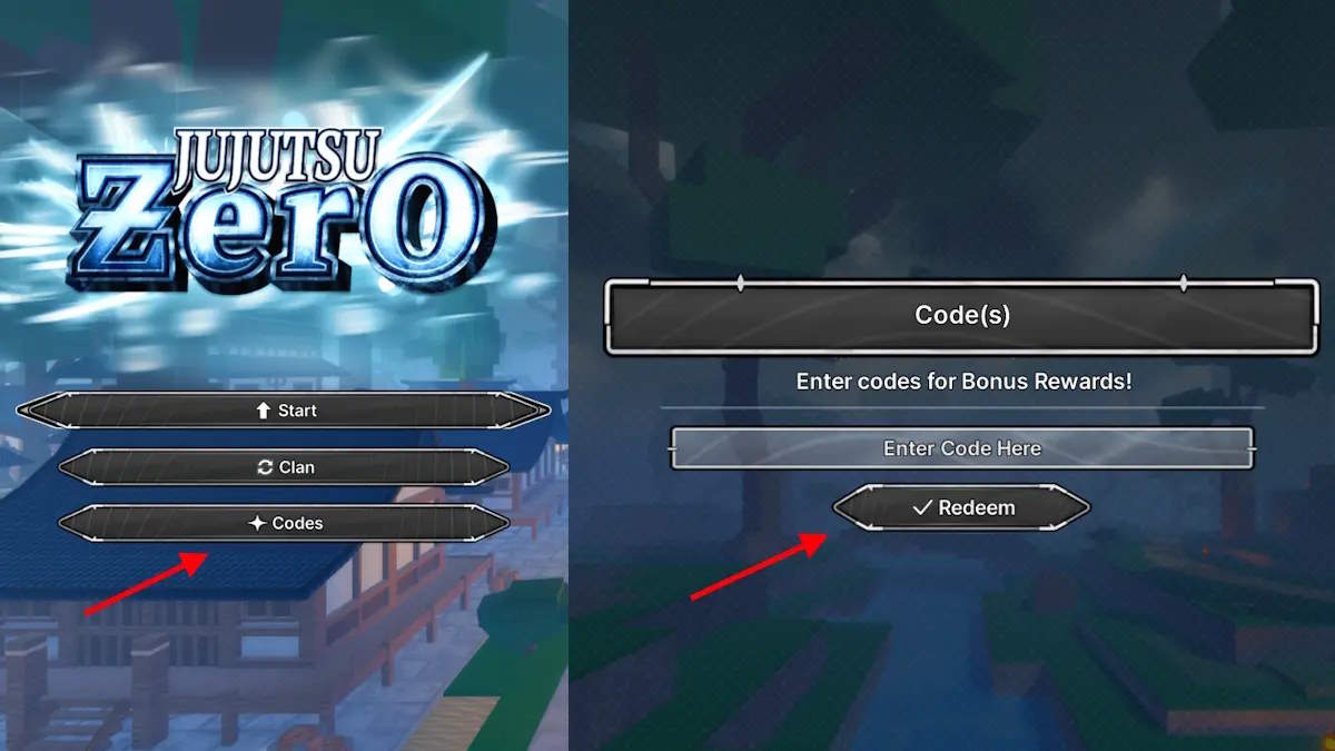 Màn hình đổi code Jujutsu Zero 