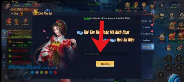 Nhập một trong những mã code phía trên > Nhấn vào nút Nhận quà