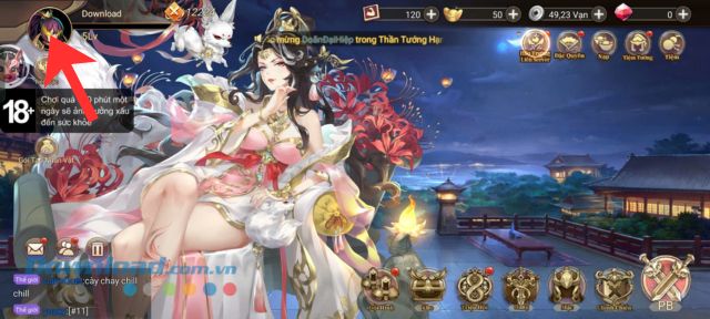 Chạm vào biểu tượng tài khoản