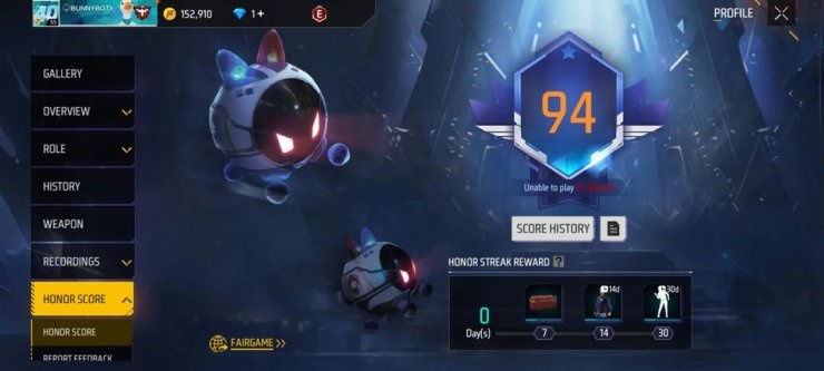 Điểm danh dự trong Free Fire