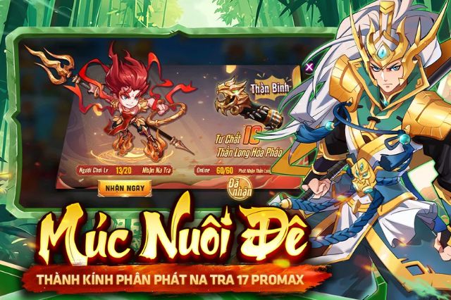 Tặng ngay thần tướng tư chất 17 - Tier 0 - Hệ Hỏa - Na Tra Ma Đồng