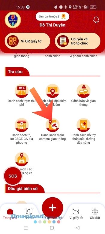 Ấn vào mục Danh sách điểm camera giao thông