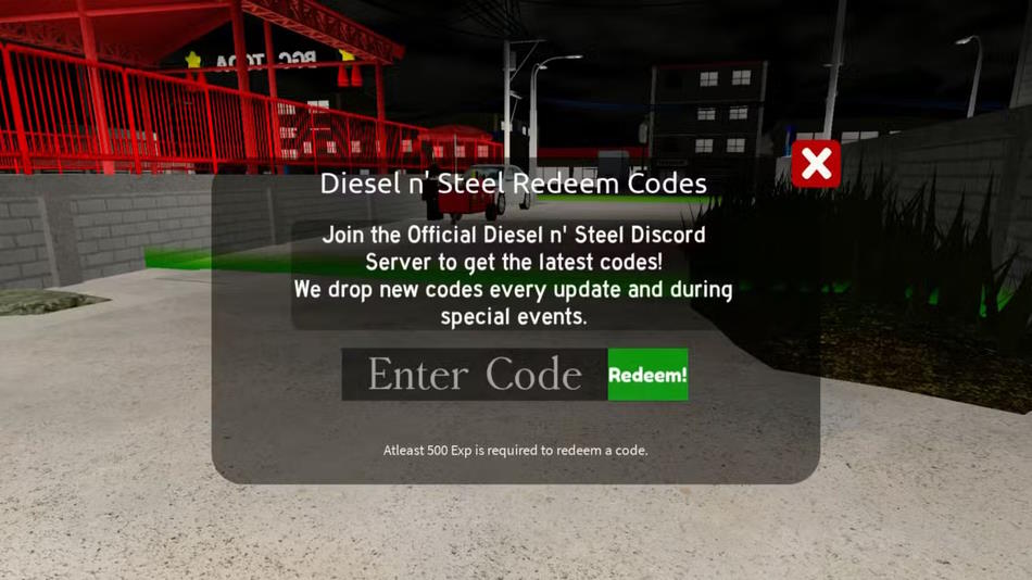 Cửa sổ đổi code game Diesel 'n Steel