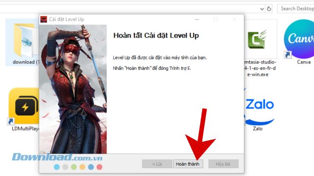 Click chuột vào nút Hoàn thành.