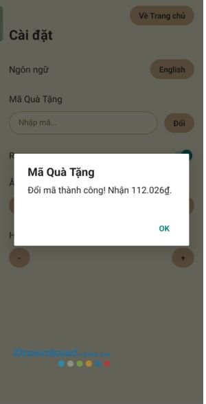 Đổi mã code thành công