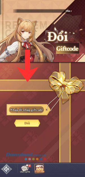 Nhập mã giftcode ở phía trên > Ấn vào nút Đổi