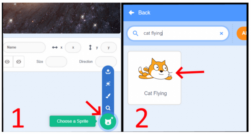 Cách làm mèo bay trong Scratch