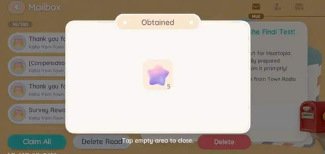 Xem phần thưởng trong Mailbox