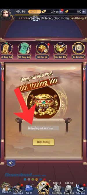 Nhập mã code phía trên > Ấn vào nút Nhận thưởng