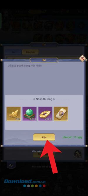 Ấn vào nút Nhận