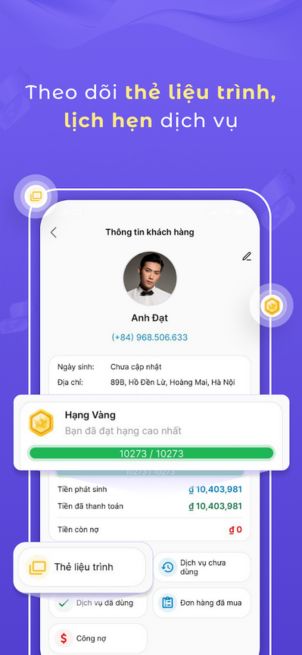 Theo dõi thẻ liệu trình, lịch hẹn