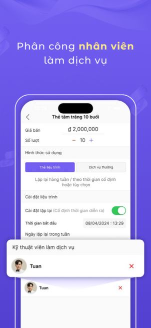 Phân công nhân viên làm dịch vụ