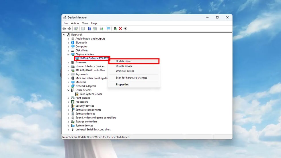 Cập nhật driver đồ họa