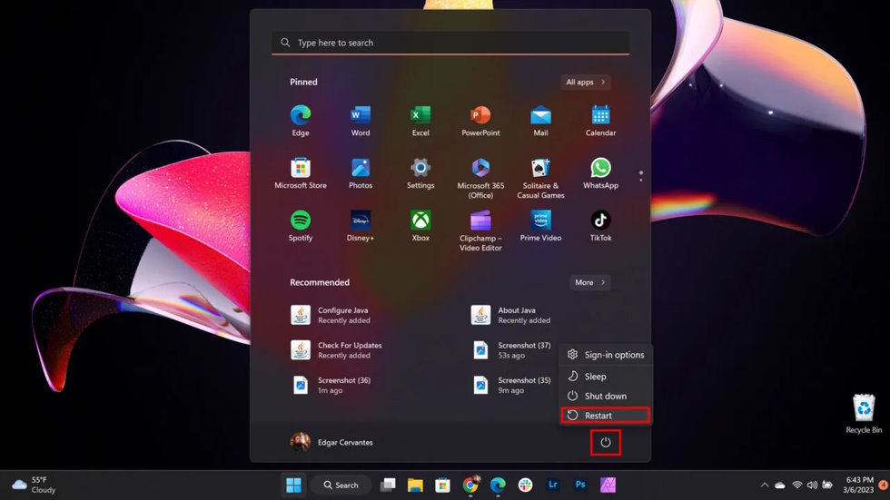 Khởi động lại Windows 11