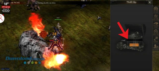 Nhập mã code ở phía trên, rồi chạm vào nút Đổi