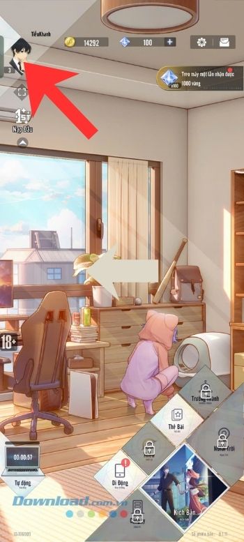 Ấn vào biểu tượng Avatar