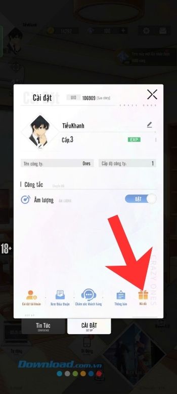 Nhấn vào mục Mã đổi