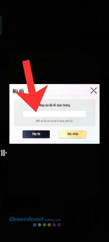 Nhập mã giftcode ở phía trên > Ấn vào nút Xác nhận