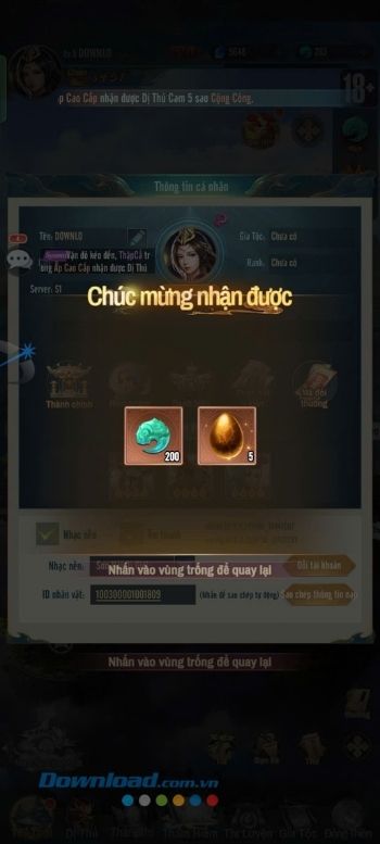 Nhấn vào màn hình để nhận quà.