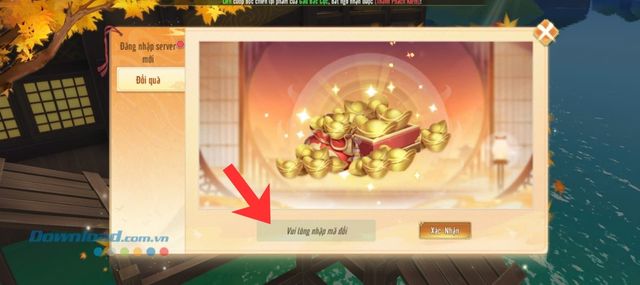 Nhập mã code ở phía trên > Ấn vào nút Xác nhận