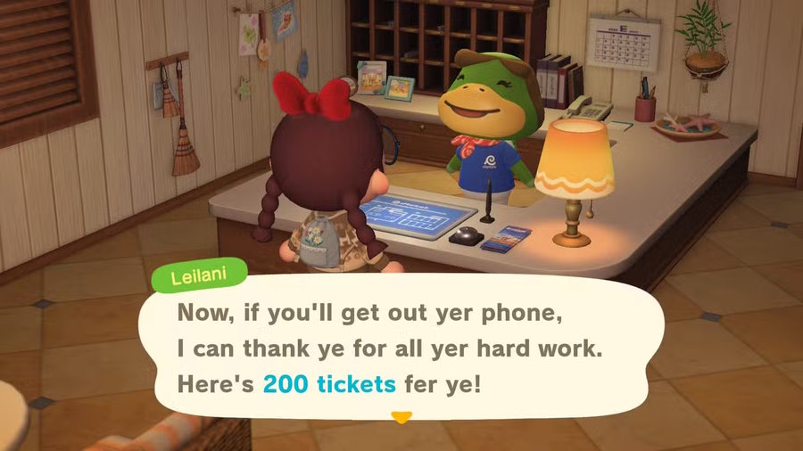 Nhận vé từ trang trí phòng khách sạn trong Animal Crossing New Horizons