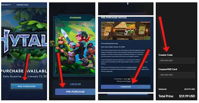 Đổi Hytale creator code để hỗ trợ các nhà sáng tạo