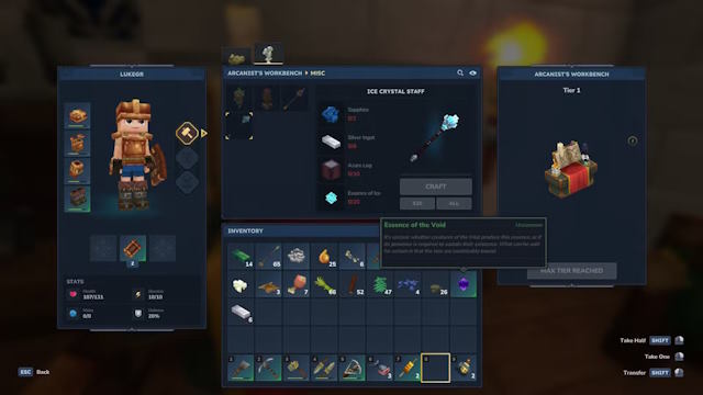 Sau khi có Arcanist's Bench, bạn có thể chế tạo Staff và Totem