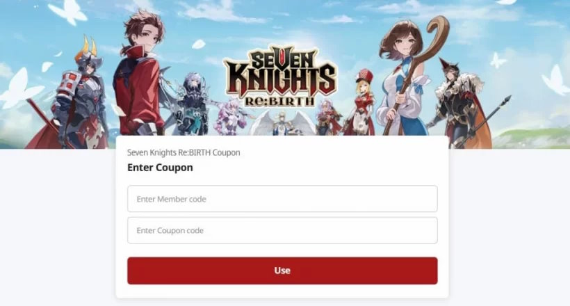Màn hình đổi code Seven Knights Rebirth