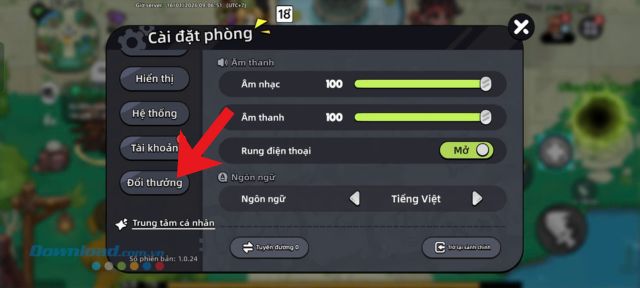 Nhấn vào mục Đổi thưởng