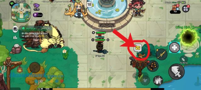 Ấn vào biểu tượng hòm thư