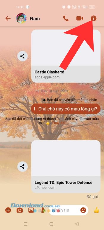 Ấn vào biểu tượng dấu chấm than
