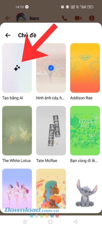 Nhấn vào mục Tạo bằng AI