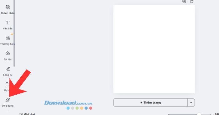 Click chuột vào mục Ứng dụng