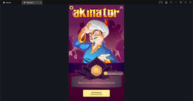 Cửa sổ vào game Akinator