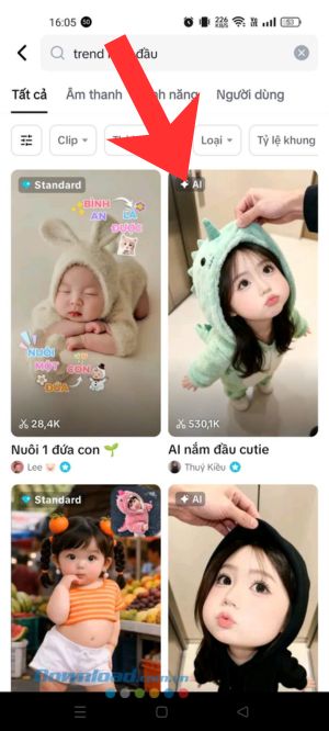 Ấn vào một video mẫu bất kỳ