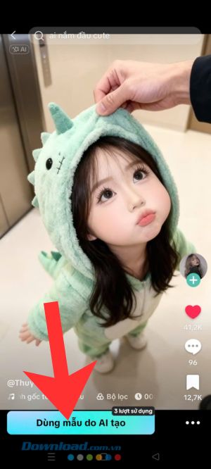 Chạm vào nút Dùng mẫu do AI tạo