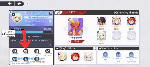 Ấn vào mục Mã đổi