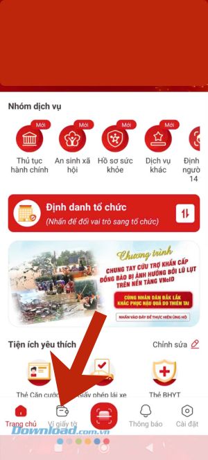 Ấn vào mục Ví giấy tờ