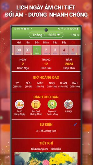 Lịch âm chi tiết