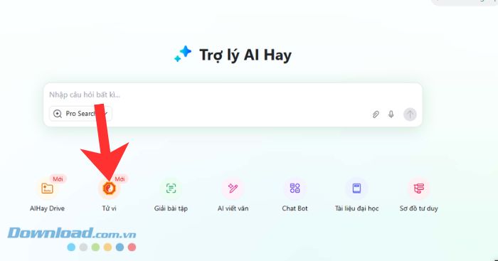 Nhấn vào tính năng Tử vi.