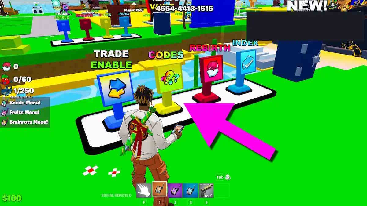 Đổi code Fortnite Fruits vs Brainrots