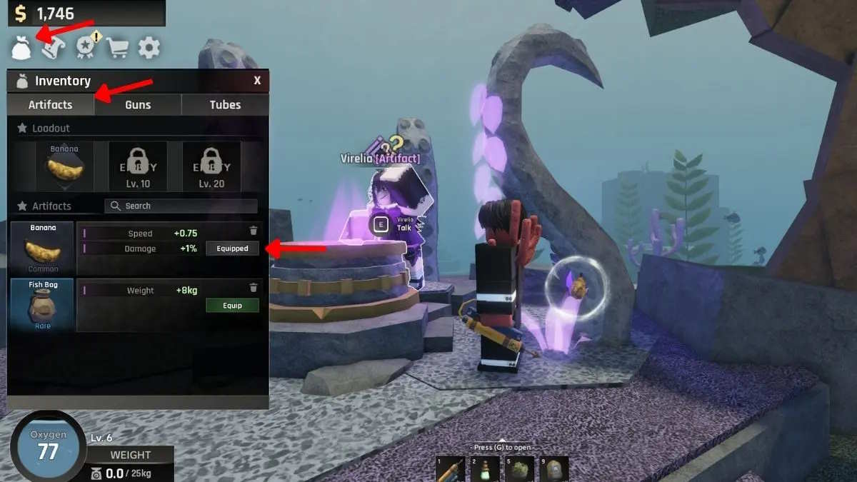 Kho đồ trong game Abyss