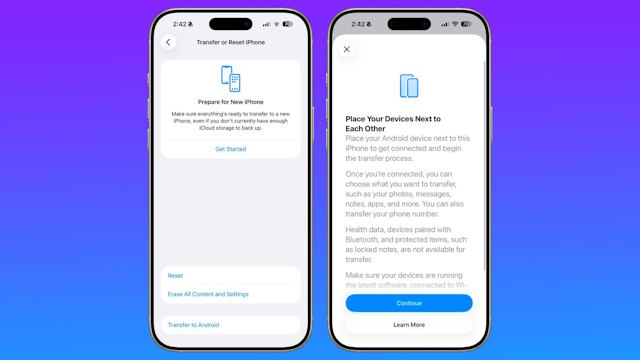 Có thể chuyển ảnh, tin nhắn, ứng dụng, mật khẩu và số điện thoại