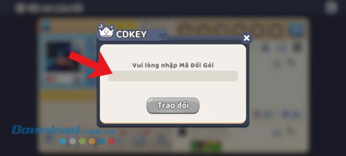 Nhập chính xác mã giftcode > Nhấn vào nút Trao đổi