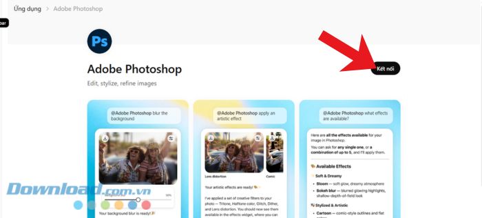 Nhấp chuột vào nút Kết nối